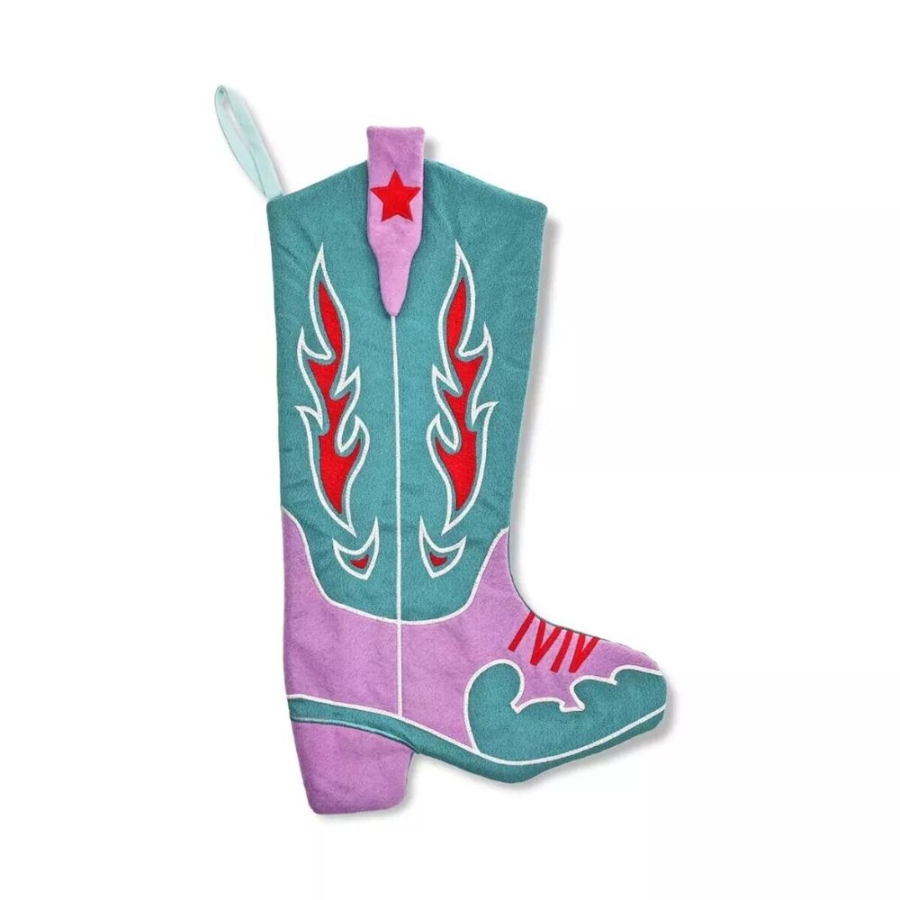 Novelty Stocking Christmas Cowboy Boot Blue - Bullseye's Playground